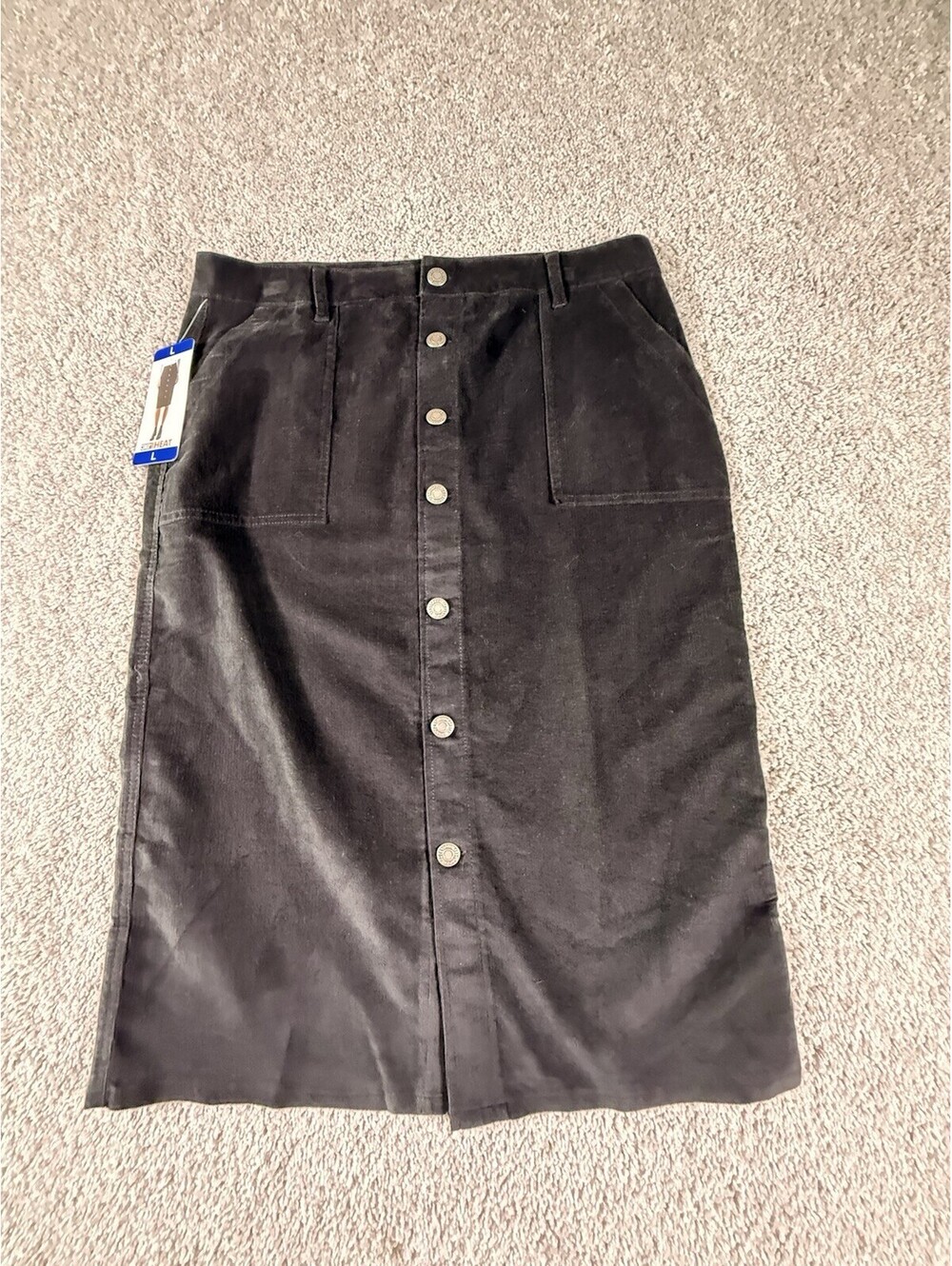 NWT 32 Degrees Women’s Large Black Corduroy Skirt Midi